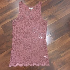 BKE Glitter Lace Tank Top